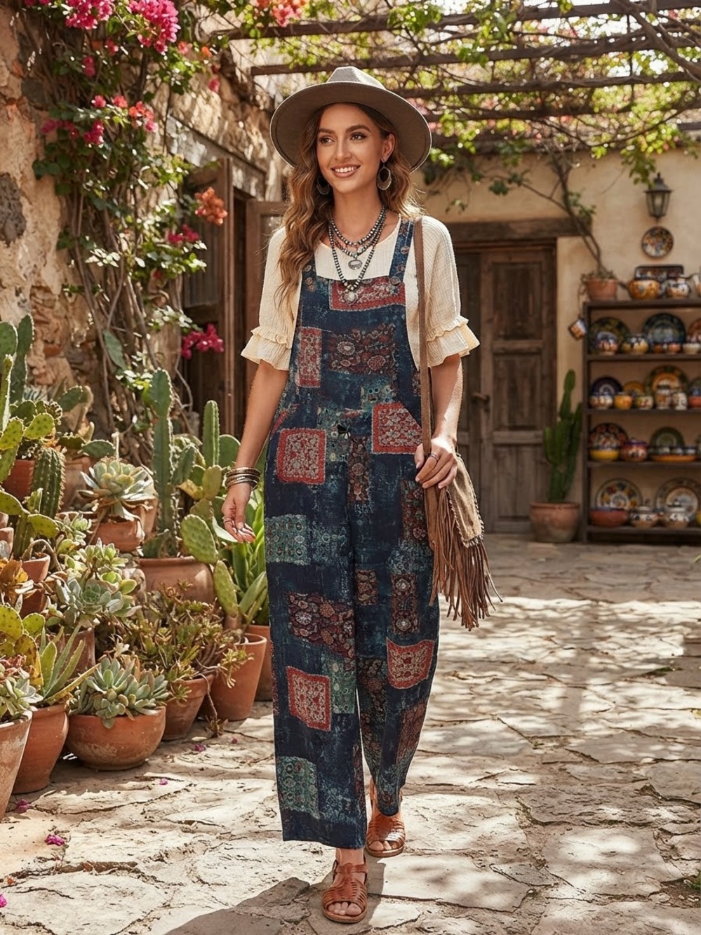 BOHO PATCHWORK OVERALLS size S
